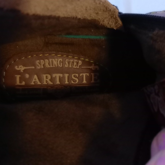 L'ATISTE Brown and Green  Floral Combat Moto Boots, Size 40/ 8.5 - Picture 2 of 9